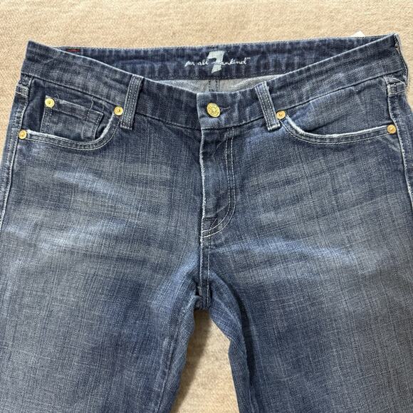 7 For All Mankind Jeans Womens 31 Blue High Waist Boot Cut Distressed Flare - Picture 2 of 7